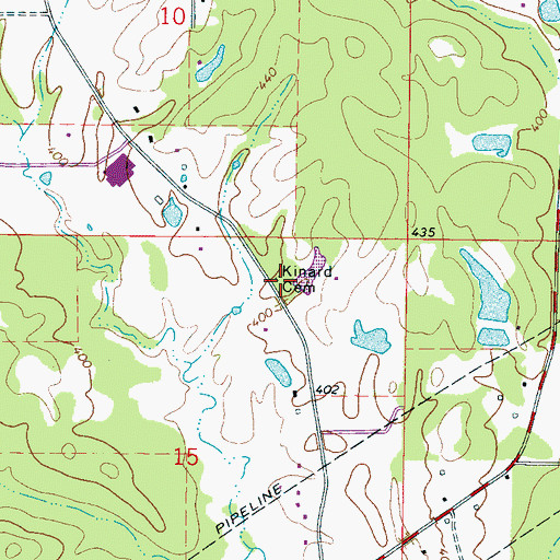 Topographic Map of Kinard Cemetery, MS