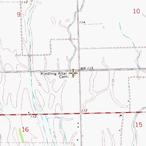 Topographic Map of Kindling Altar Cemetery, MS