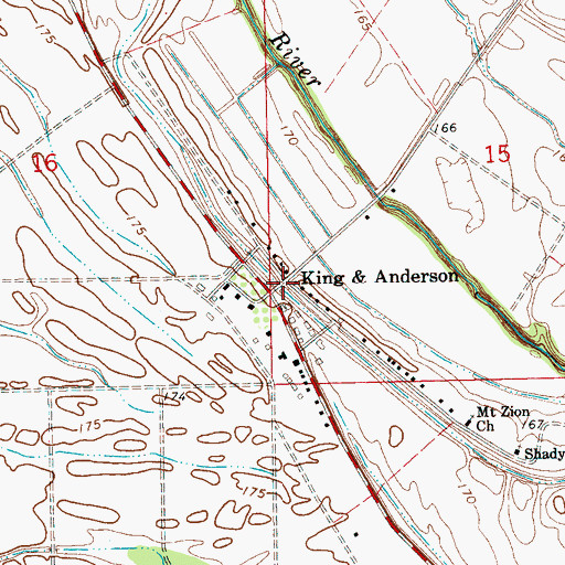 Topographic Map of King and Anderson, MS