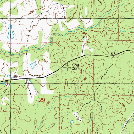 Topographic Map of King Cemetery, MS