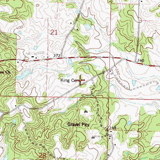 Topographic Map of King Cemetery, MS