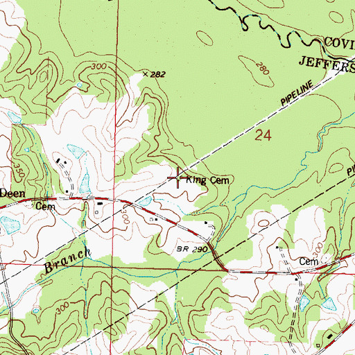 Topographic Map of King Cemetery, MS