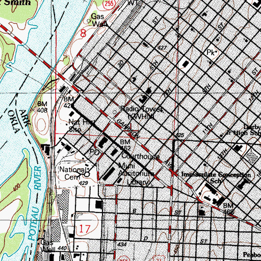 Topographic Map of Fort Smith City Hall, AR