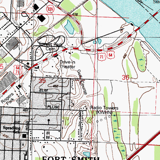 Topographic Map of Fort Smith Country Club, AR