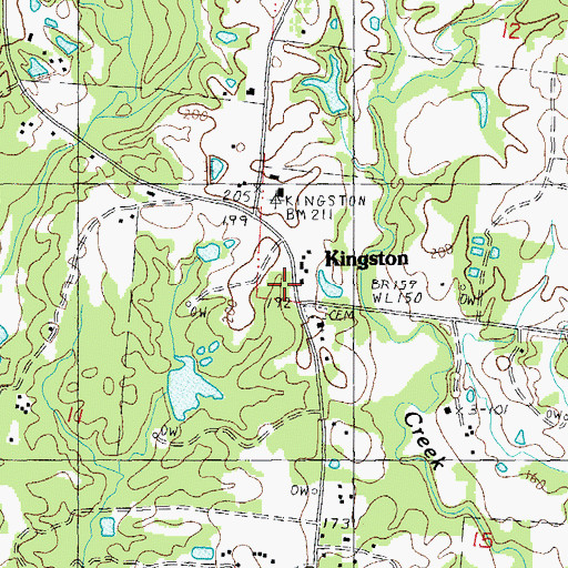 Topographic Map of Kingston, MS