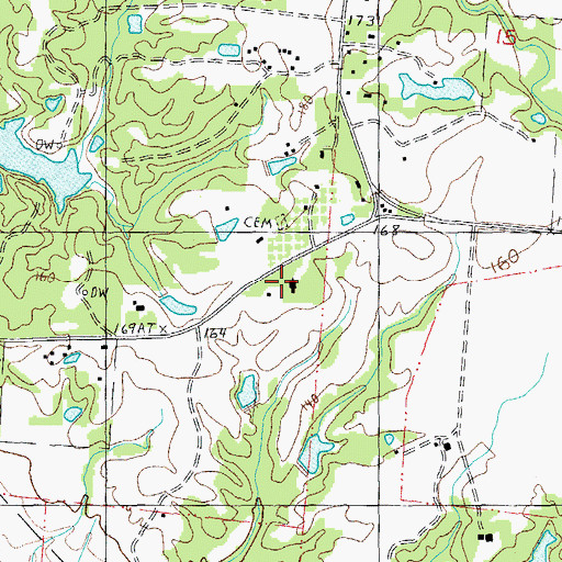 Topographic Map of Kingston Church, MS