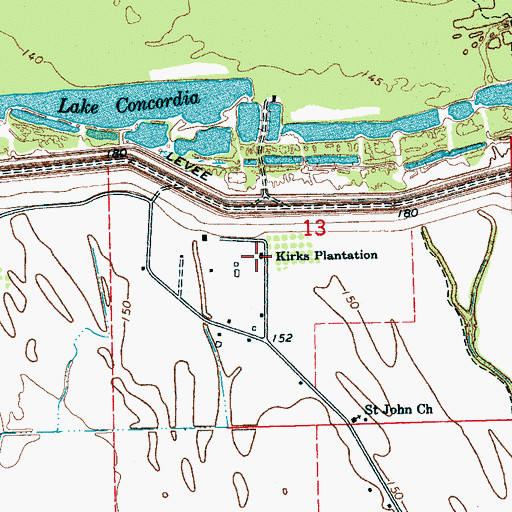 Topographic Map of Kirks Plantation, MS