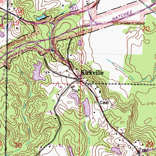 Topographic Map of Kirkville, MS