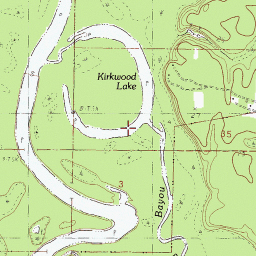 Topographic Map of Kirkwood Lake, MS