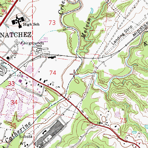 Topographic Map of Kittering Creek, MS