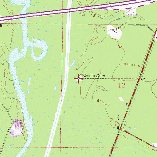Topographic Map of Kivisto Cemetery, MS