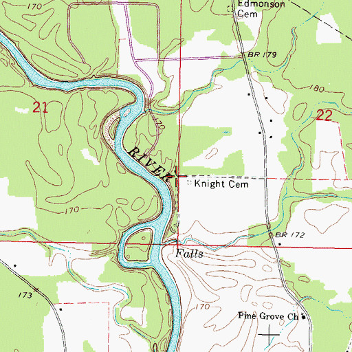 Topographic Map of Knight Cemetery, MS