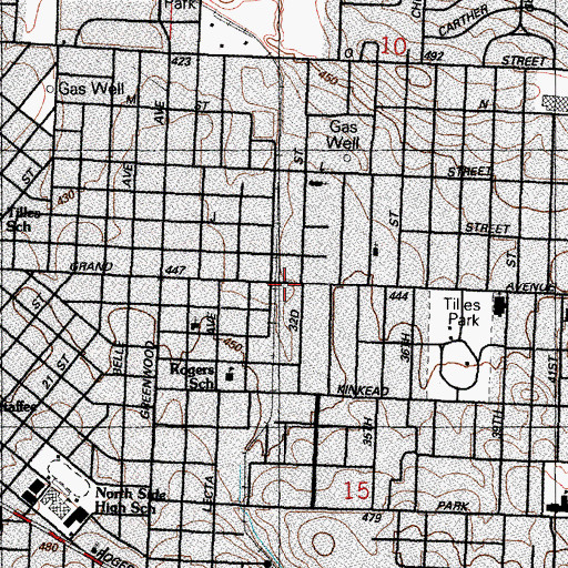 Topographic Map of Grand Plaza Shopping Center, AR