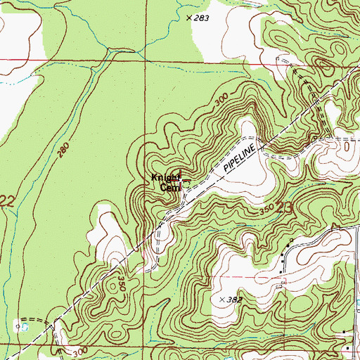 Topographic Map of Knight Cemetery, MS