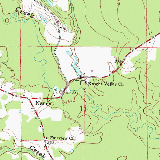 Topographic Map of Knight Valley Church, MS