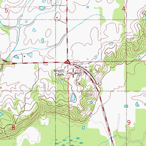 Topographic Map of Knott Cemetery, MS