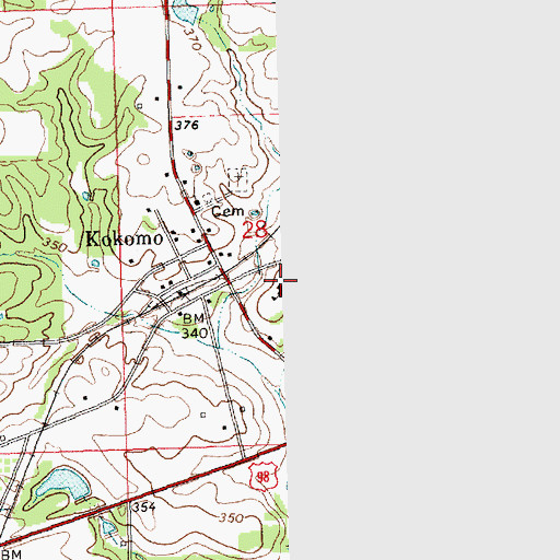Topographic Map of Kokomo School, MS