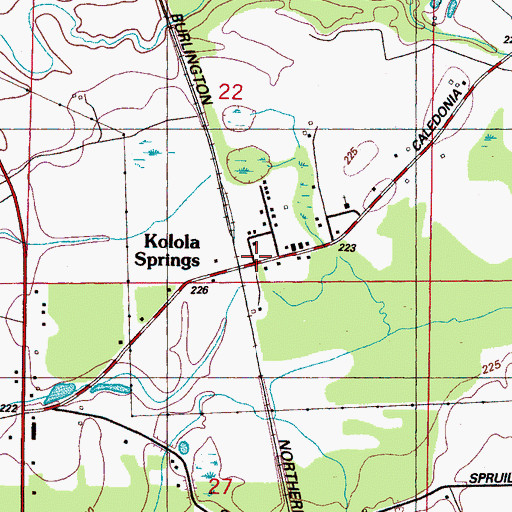 Topographic Map of Kolola Springs, MS