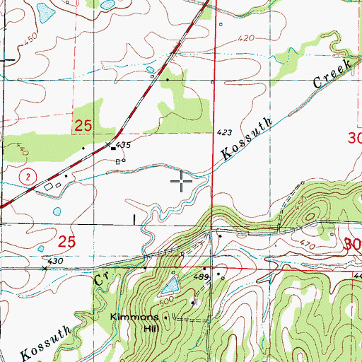 Topographic Map of Kossuth Creek, MS