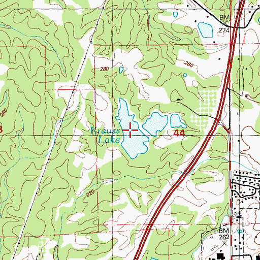 Topographic Map of Krauss Lake, MS