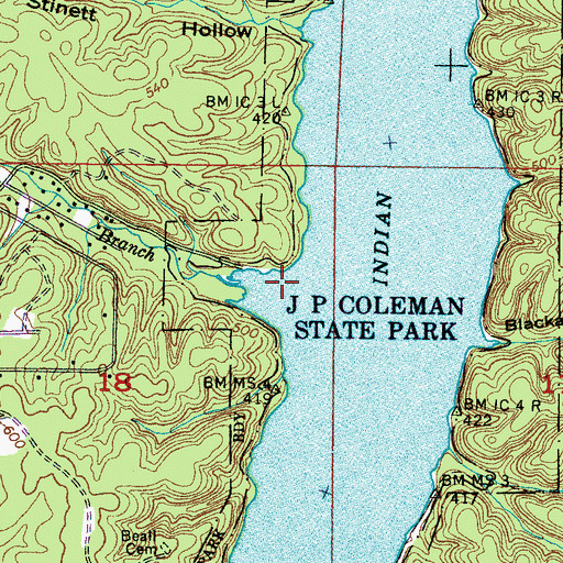 Topographic Map of Kreamer Branch, MS