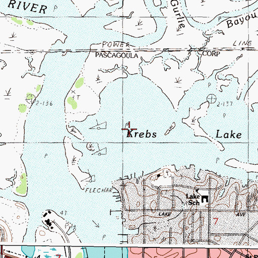 Topographic Map of Krebs Lake, MS