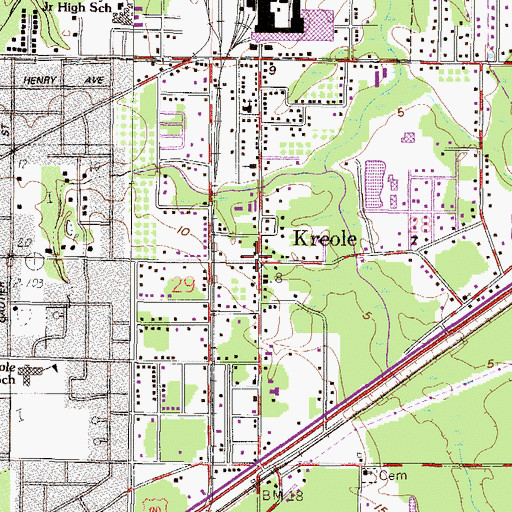 Topographic Map of Kreole, MS