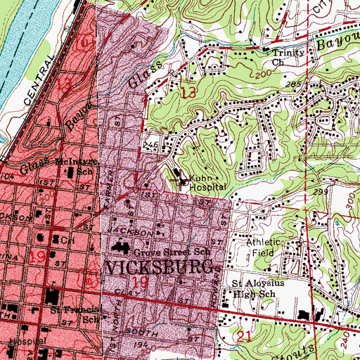 Topographic Map of Kuhn Hospital, MS