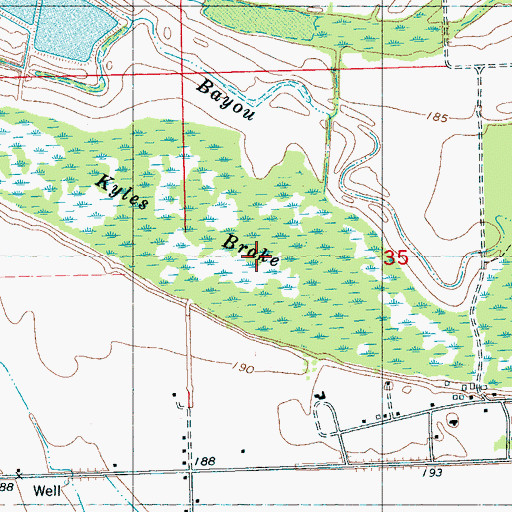 Topographic Map of Kyles Brake, MS