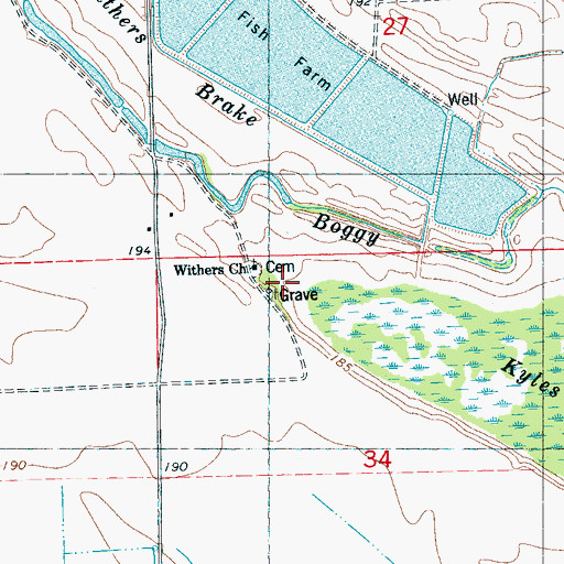 Topographic Map of Kyles Church, MS