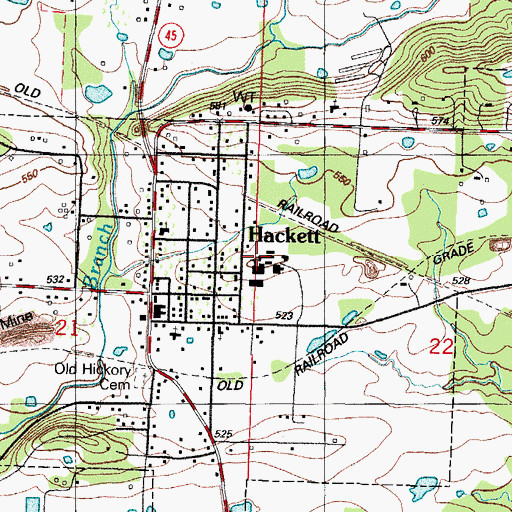 Topographic Map of Hackett Elementary School, AR