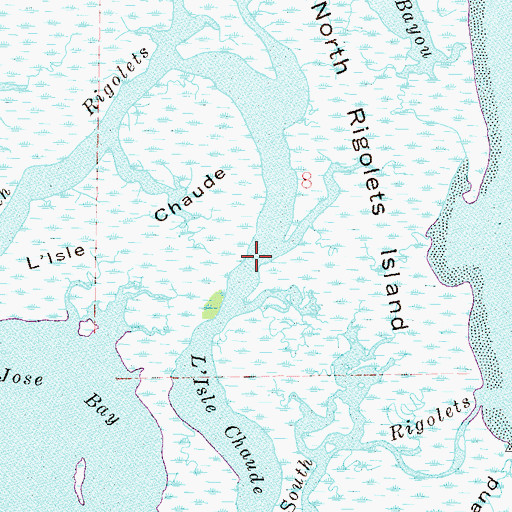 Topographic Map of L'Isle Chaude Bay, MS