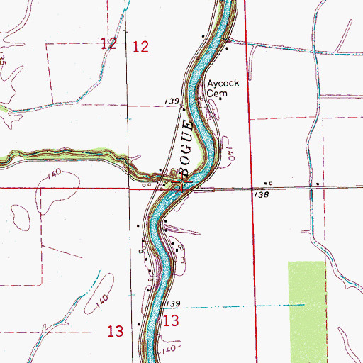 Topographic Map of Laban Bayou, MS