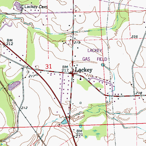 Topographic Map of Lackey, MS
