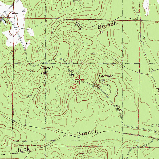 Topographic Map of Ladnier Hill, MS
