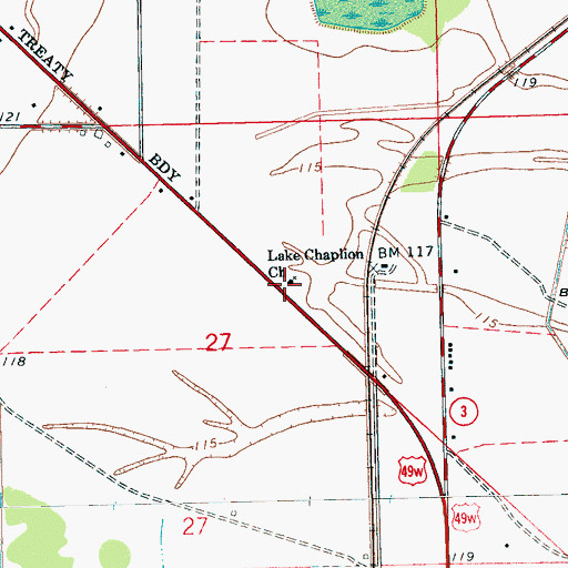 Topographic Map of Lake Chaplion Church, MS