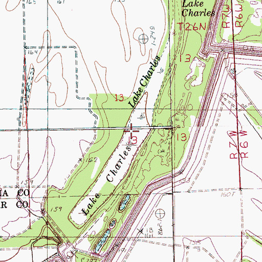 Topographic Map of Lake Charles, MS