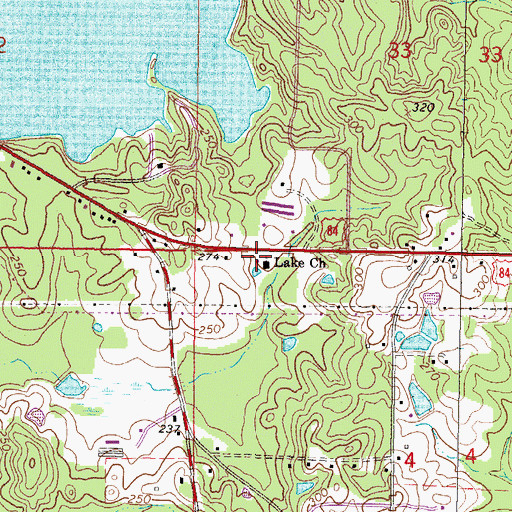 Topographic Map of Lake Church, MS