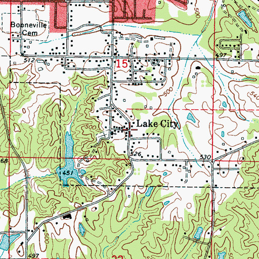 Topographic Map of Lake City, MS