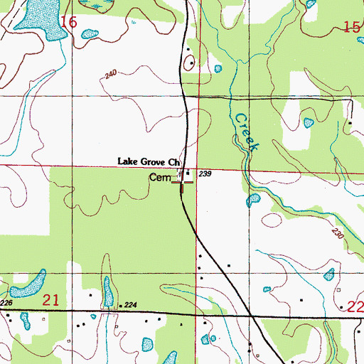 Topographic Map of Lake Grove School, MS