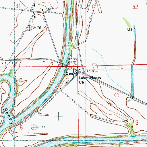 Topographic Map of Lake Henry Church, MS