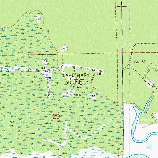 Topographic Map of Lake Mary Oil Field, MS