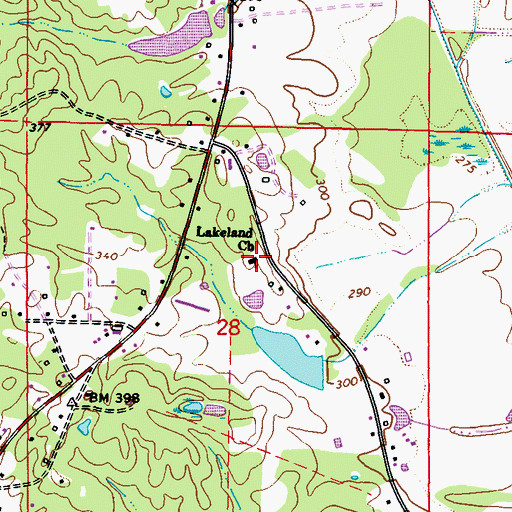 Topographic Map of Lakeland Church, MS