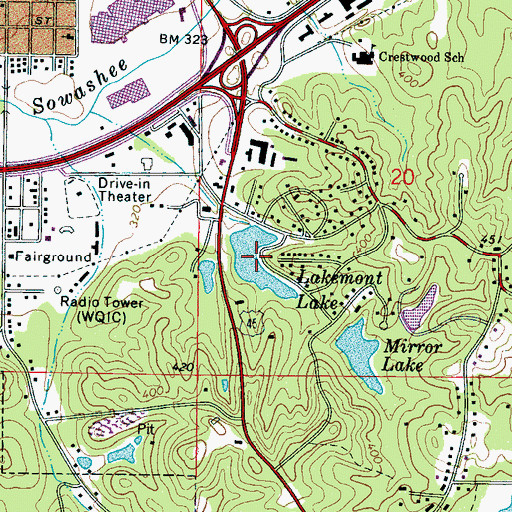 Topographic Map of Lakemont Lake, MS