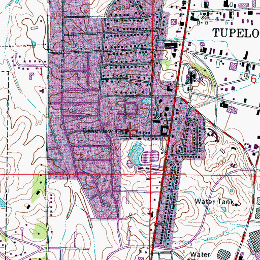 Topographic Map of Lakeview Church, MS