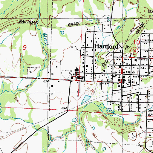 Topographic Map of Hartford Elementary School, AR