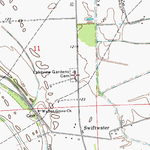 Topographic Map of Lakeview Gardens Cemetery, MS