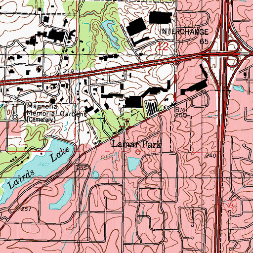 Topographic Map of Lamar Park, MS