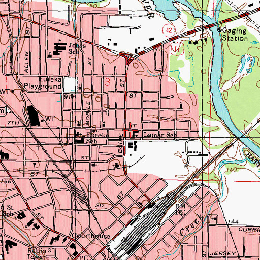 Topographic Map of Lamar School, MS