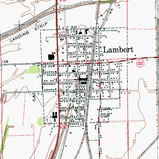 Topographic Map of Lambert, MS